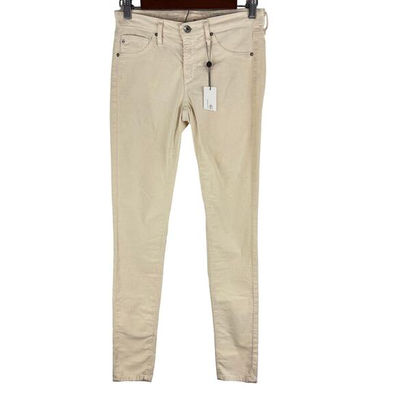 ADRIANO GOLDSCHMIED THE LEGGING SUPER SKINNY CORDUROY PANTS IN CREAM NWT SIZE 26 - Picture 1 of 16